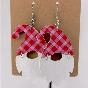 Faux Leather Dangle Earrings Christmas Plaid Santa Fashion Jewelry